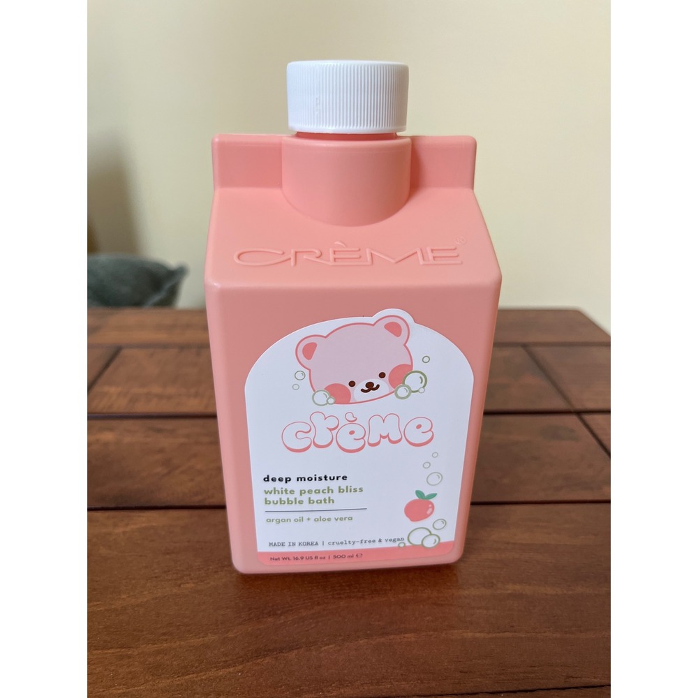 The Creme Shop White Peach Bliss Bubble Bath Deep Moisture‎ 16.9oz Pink Bear